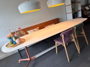 Tafel Textiel met stoelen